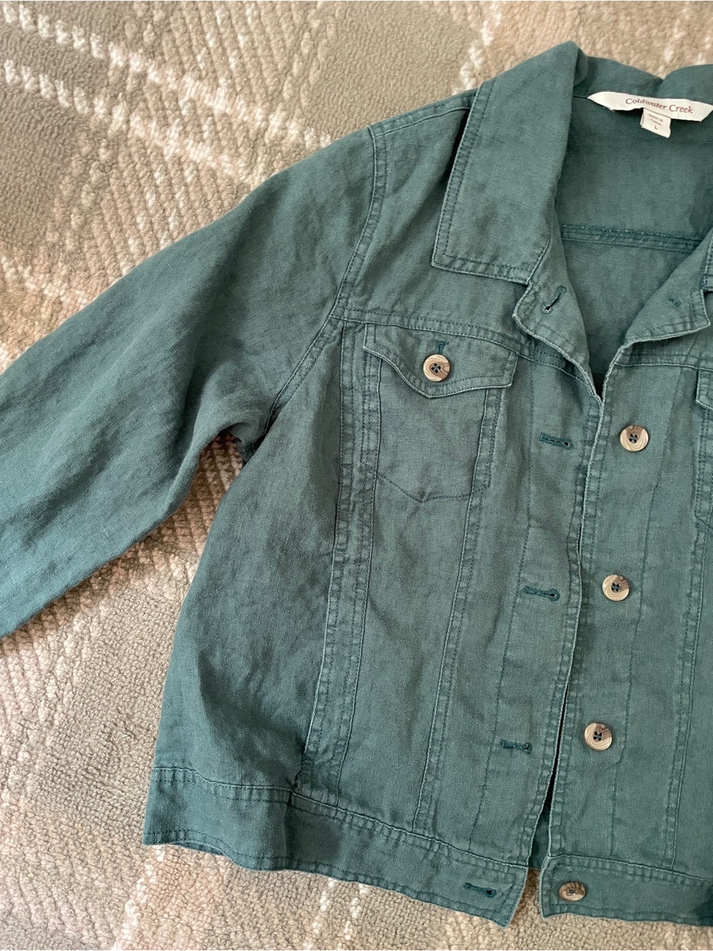 Coldwater Creek linen green jacket L - Picture 4 of 6